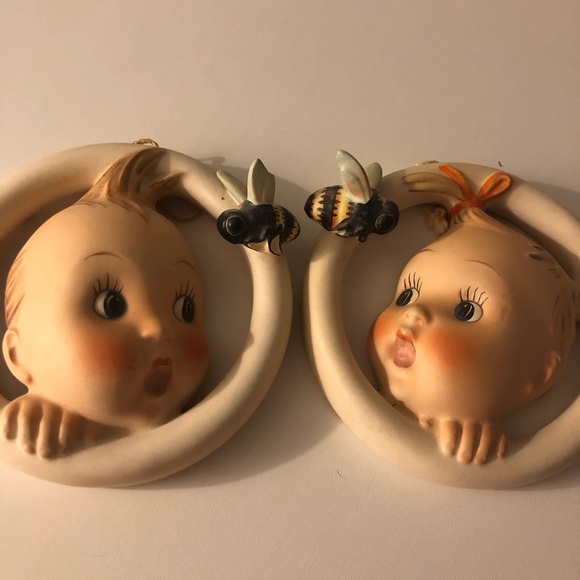Vintage Hummel Baby Girl and Boy With Bumble Bee
